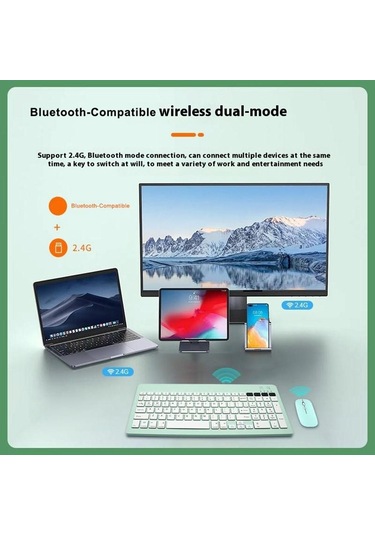 2858+030 Şarjlı Wireless Bluetooth Klavye Sessiz Fare Seti 800/1200/1600 Dpı Kırmızı Optik