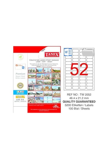 Taneks 46.4X21.2Mm Lazer Etiket Kod.2052