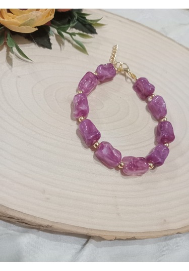 Mor Kesmeşeker Desenli Bileklik Mor