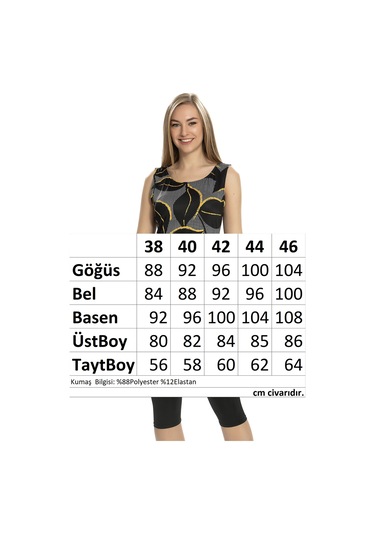 Sıfır Kol Taytlı Yarı Kapalı Mayo 152-506 Siyah Siyah