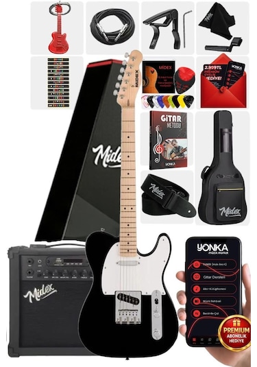 Midex Tlx-50wb-25amp Tele Kasa Maple Klavye 2 Single-coil 25w Amfili Elektro Gitar