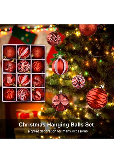 Dianziye Pvc Noel Ası Deco Topları - 12 Adet 6cm, Yeşil/gümüş/pembe Altın/kırmızı Rengi Seçenekli