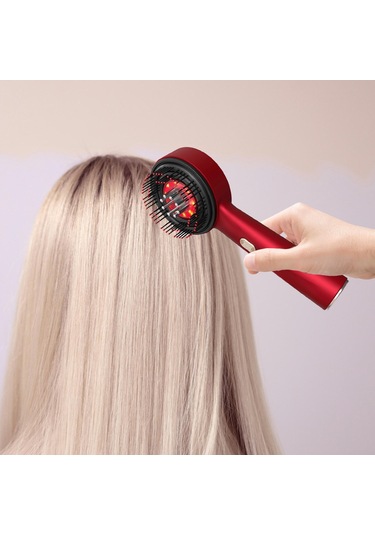 Suntek Akülü Elektrikli Masaj Saç Derisi Fırçası Kırmızı Saç Derisine Masaj Fırçası