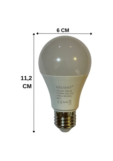 Uzlight 10w 75w 11000k Mavi Işık E27 Duylu Led Ampul 8 Adet