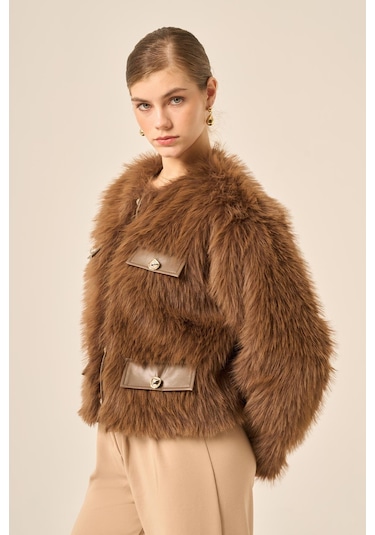 Ftz Women Kadın Peluş Mont Kahve 31241 Kahverengi