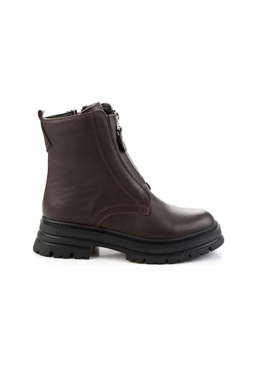 Kahve Hakiki Deri Kadın Bot & Bootie K02286089903 Kahve