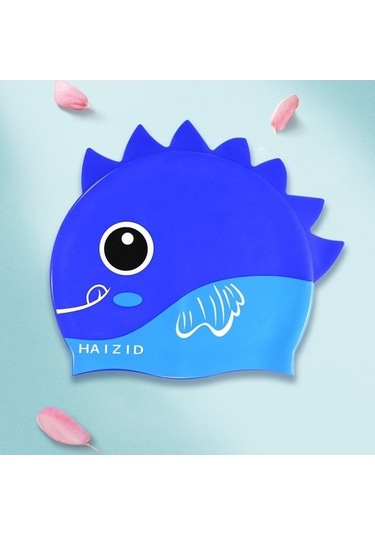 Dm Sevimli Karikatür Su Geçirmez Silikon Çocuk Yüzme Kap Balık Terazisi Kraliyet Mavi Mavi