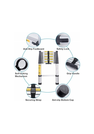 Ebax 9 Basamaklı Teleskopik Merdiven Uzayan 2.6 M
