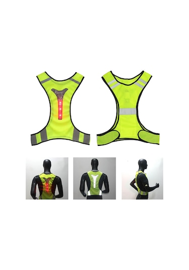 Led Reflektörlü Bisikletçi Motorcu Neon Scooter İkaz Yeleği Sarı - Turuncu