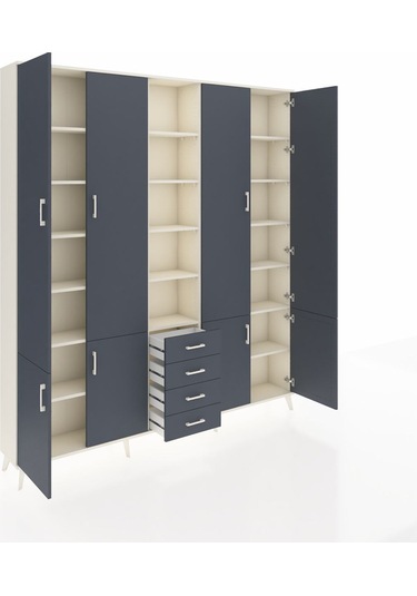 Arges Dolap 17 Raflı 4 Çekmeceli 8 Kapaklı 220x30x243 Aytaşı-antrasit/antrasit Antrasıt/antrasıt