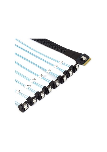 Pcı-e Sas Sff-8654 8i-8 Bağlantı Noktası Sata 90 Derece Sunucu Sabit Sürücü Adaptör Kablosu 0.8m, Siyah