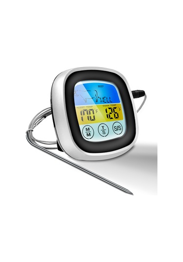 Geeksen Renkli Ekran Dokunmatik Izgara Termometresi En2022-1 Siyah Çok Renkli