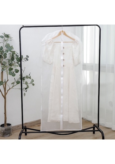 Reedark 6 Adet Su Geçirmez Şeffaf Elbise Koruma Kılıfı - Tam Fermuarlı Gardırop Saklama Çantası Beyaz