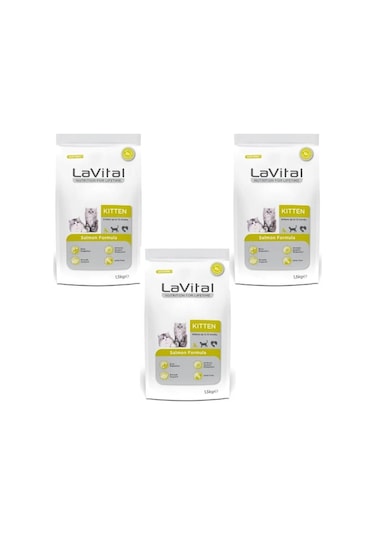 La Vital Somon Balıklı Yavru Kedi Maması 3 x 1500 G