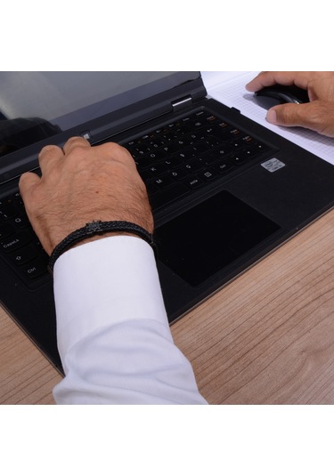 Dümen Çelik Aksesuarlı Deri  Bileklik Çelik