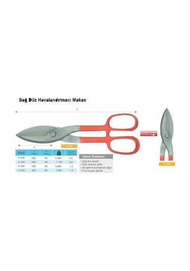 H-300 Sağ Düz Havalandırmacı Makas