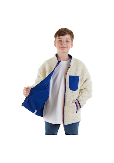 Denokids Beyaz Kız Ve Erkek Çocuk Uniseks Peluş Mont Renkli