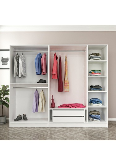 Minar Kale 5 Mebran Panjur Kapaklı 2 Çekmeceli Dolap Beyaz/beyaz 190cm