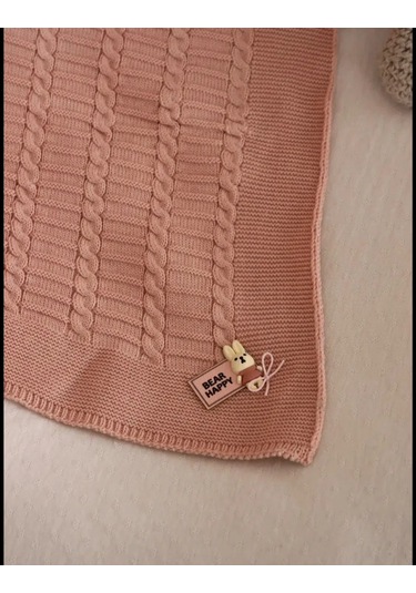 Mk Accessories Yenidoğan İçin Örgü Battaniye 100x100 Cm 269118676 Tozlu Pembe