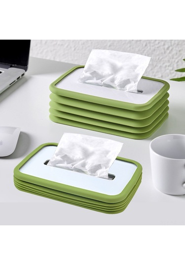 Gajeena Yüksek Kaliteli Silikon Katlanabilir Oto Ve Masaüstü Havlu Kutusu - Yaylı Yükseklik Ayarlı, Kolay Yıkanabilir, Pratik Depolama Mavi