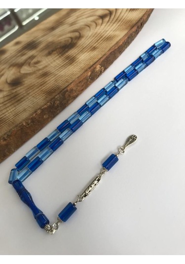 Sultan Telkari Sürmeli Mavi Tonda Kesme Toz Kehribar Tesbih