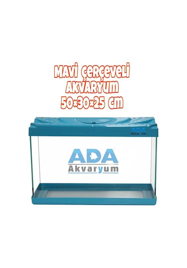 Ada Akvaryum Mavi Plastik Çerçeveli Akvaryum 50x30x25 Cm