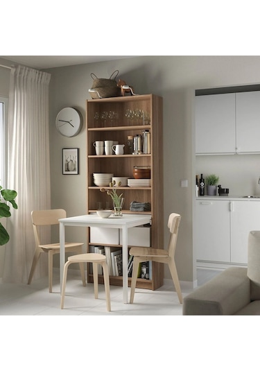 Çalışma Masalı Kitaplık, Beyaz-meşe Görünümlü, 80x202 Cm Beyaz