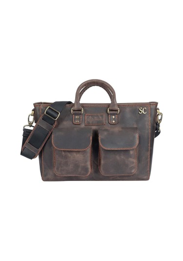 Isminize Özel Deri Evrak / Laptop Çantası-129979 Siyah