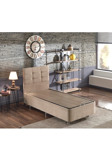 Nironyatak Niron Polo Baza Ve Başlık Seti -100 x 200 CM Cm Tek Kişilik Sütlü Kahv