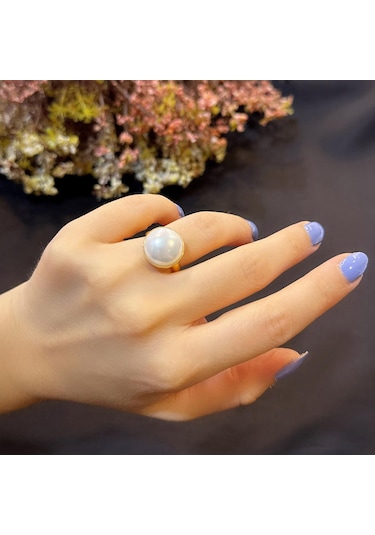 Stela Desgın İnci Gümüş Yüzük Sarı