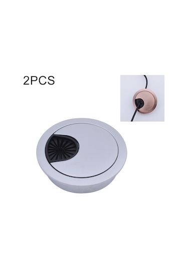 Sones 2 Adet Masaüstü Bilgisayar Masaüstü Çinko Alaşımlı Yuvarlak Diş Açma Kutusu Delik Kapağı, Delik Çapı: 60mm Mat Gümüş