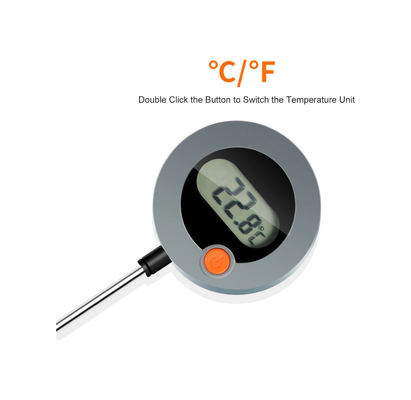 Dofolink Kahve Ve Süt Sıcaklık Ölçer - 1.9 İnç Büyük Ekran, Hızlı Okuma, -20 250 C Aralığı, 304 Çelik Prob, Asma Ve Mıknatıs Özelliği Pil Dahil Değil