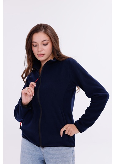 Monox Kadın Slim Fit Tam Fermuarlı Polar Ceket Lacivert