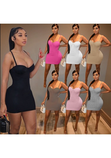 Yifomall 2022 Yaz En Yeni Kadın Giyim: Şık Düşük Bel Kemerli Dar Kesim Mini Elbise, Pembe, Xl - Vücut Hatlarını Mükemmel Gösterir Diğer