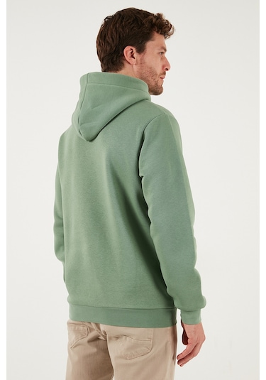 Buratti Regular Fit Kapüşonlu Kanguru Cepli Içi Tüylü Yumuşak Şardonlu Erkek Sweat 5905281 Elma Yeşili