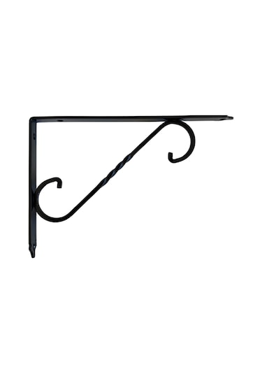 Raf Altı Ferforje Demir Tutucu L Raf Demiri Duvar Sabitleyici Metal Siyah 3 Adet 23cm X 15cm Siyah