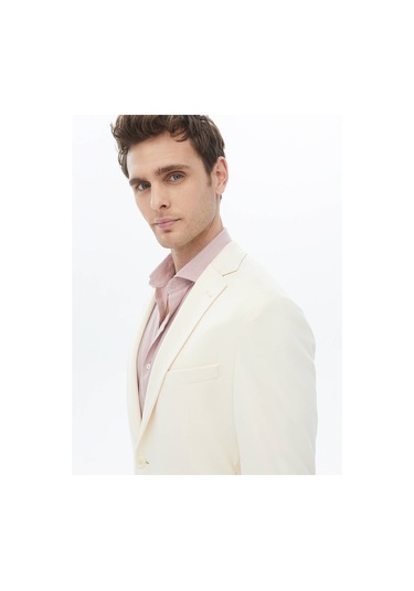 Kip Ekru Düz Modern Fit Örme Ceket Çok Renkli