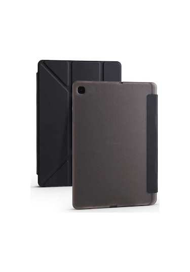 Kilifone - Galaxy Uyumlu Galaxy Tab A7 10.4 T500 2020 - Kılıf Kalem Bölmeli Stand Olabilen Origami Tri Folding Tablet Kılıfı - Siyah