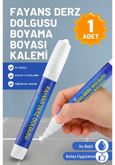 Derz Kalemi - Hızlı Kuruyan, Su Bazlı Beyaz Derz Yenileme Boyası 1 Adet