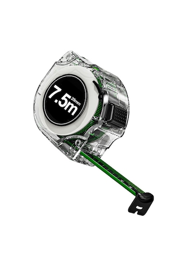 Singree "7,5 Metre Floresan Şeritli Yüksek Hassasiyetli Şeffaf Şerit Metre - Dayanıklı Metal Aks"