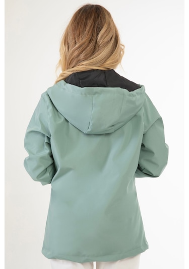 Riverstorm Kadın Mint Yeşil Kapüşonlu Su Geçirmez Ve Rüzgara Dayanıklı İçi Astarlı Cepli Yağmurluk - Rüzgarlık Mint Yeşil Mint Yeşili