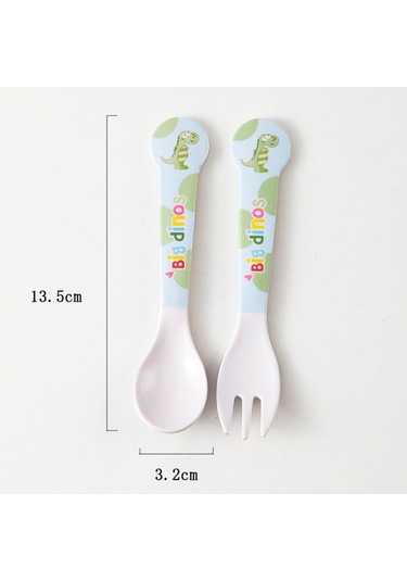Maiyame Bebekler İçin Bambü Lifli Yeme Öğrenme Seti - Yumuşak Korkusuz Kaşık Ve Çatal, Sevimli Kartoon Desenli Ev Kullanıma Uygun Çok Renkli