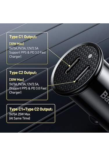 Baseusbaseus 30w Usb Araç Şarj Cihazı Xiaomi İphone Uyumlu 12/13/14 Pro Hızlı Şarj Pd 4.0 3.0 Fcp Scp Dedistribütör Garantili