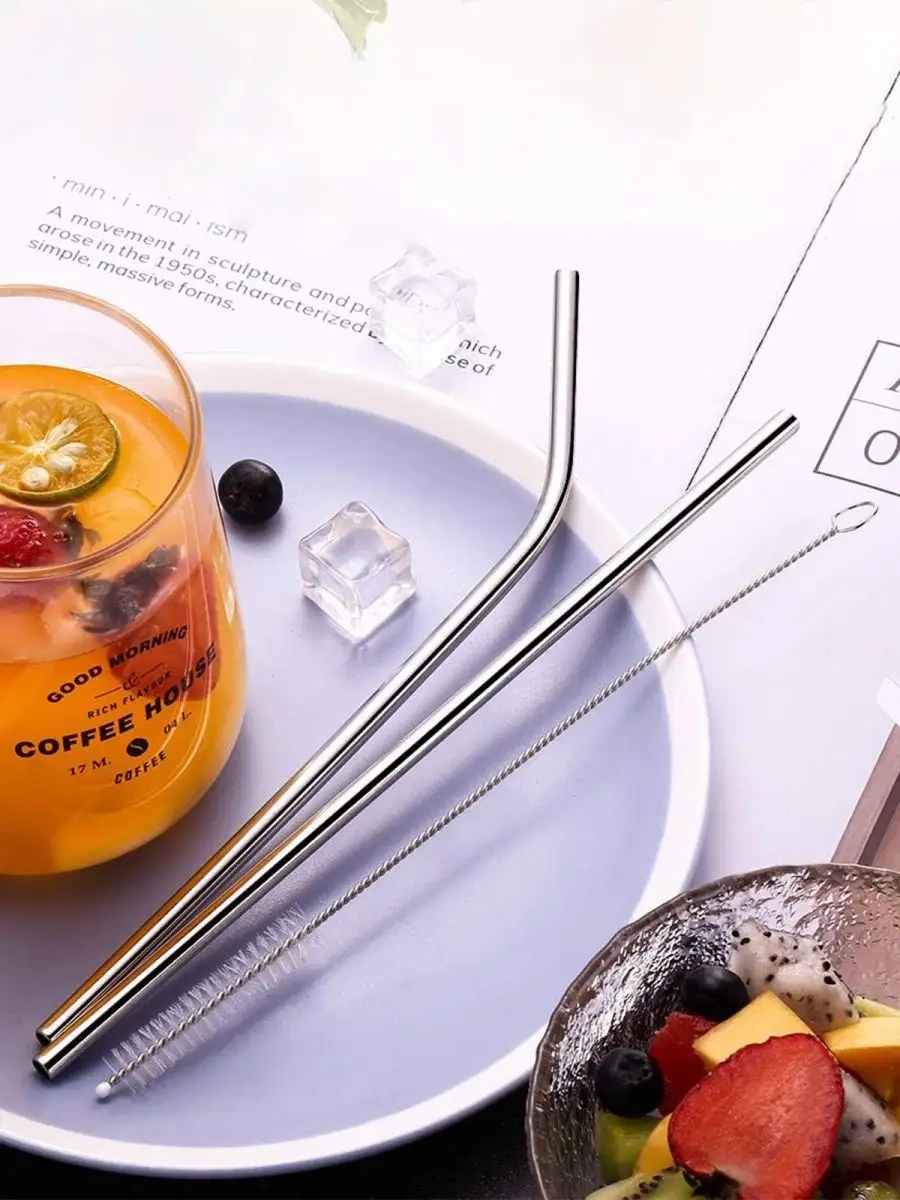 Black Drop Fırçalı Metal İçecek Pipetleri, 4 Adet 27413809