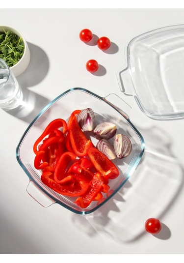 Daniks Kapaklı Fırın Kabı, 21x21 Cm, Cam 176885772 Şeffaf