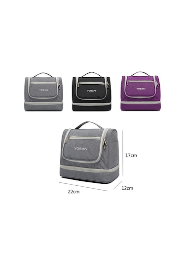 Sones Yoban Y-1551l Seyahat Kozmetik Çantası Büyük Kapasiteli Açık Hava Depolama Çantası Kancası Taşınabilir Küf Önleyici Kuru Ve Islak Ayırma Yıkama Çantası Siyah