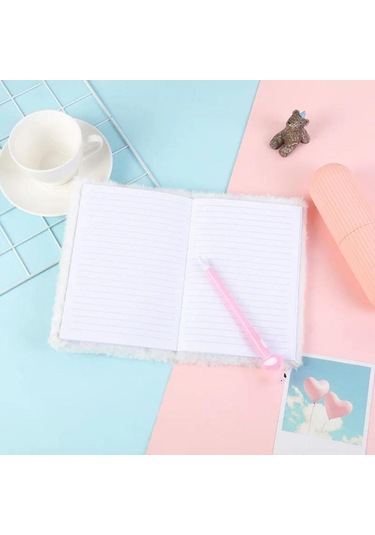 Peluş Çizgili Sevimli Panda Tasarımlı Defter renkli