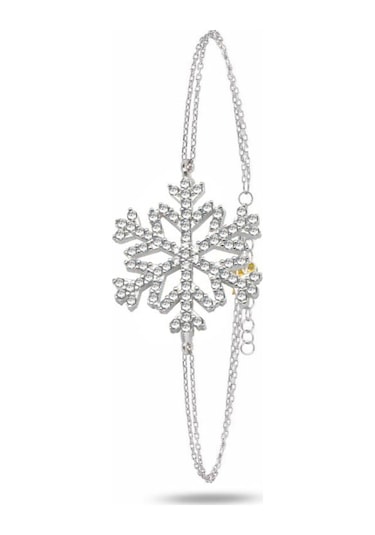 Diamond Seri Zirkon Taşlı Kar Tanesi Snowflake Gümüş Bileklik Gümüş