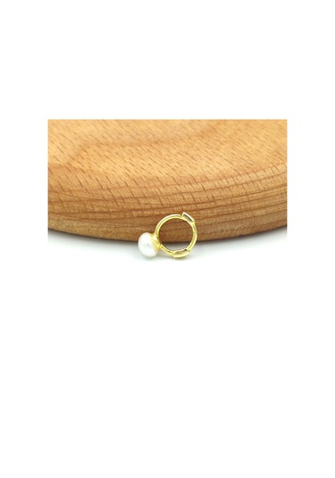 İnci Halka Gümüş Tragus Pıercıg - Rodyum Beyaz Beyaz