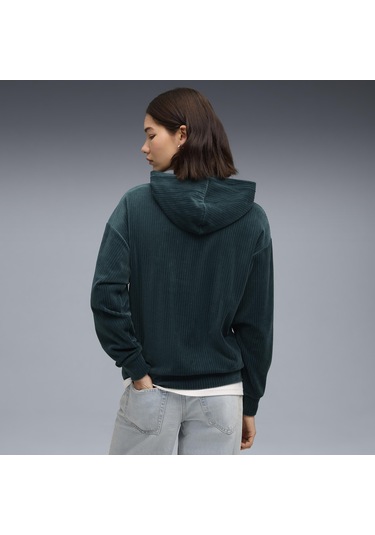 Puma Ess Elevated Velour Hoodie Kadın Yetişkin Sweatshirt Yeşil